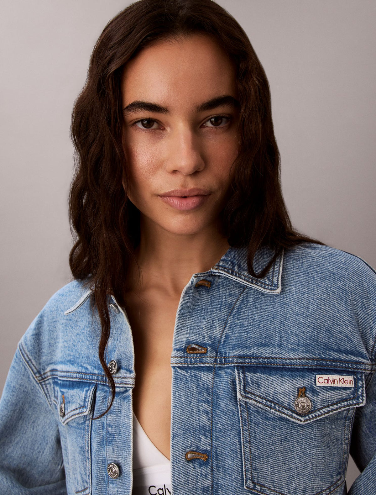 Cropped Denim Trucker Jacket - Calvin Klein Women
