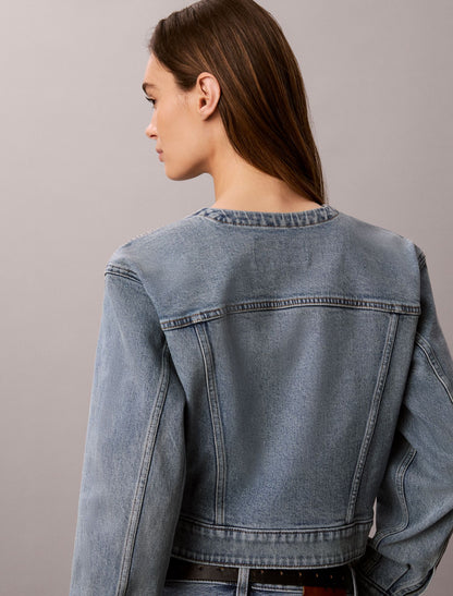Collarless Cropped Trucker Jacket - Calvin Klein Women