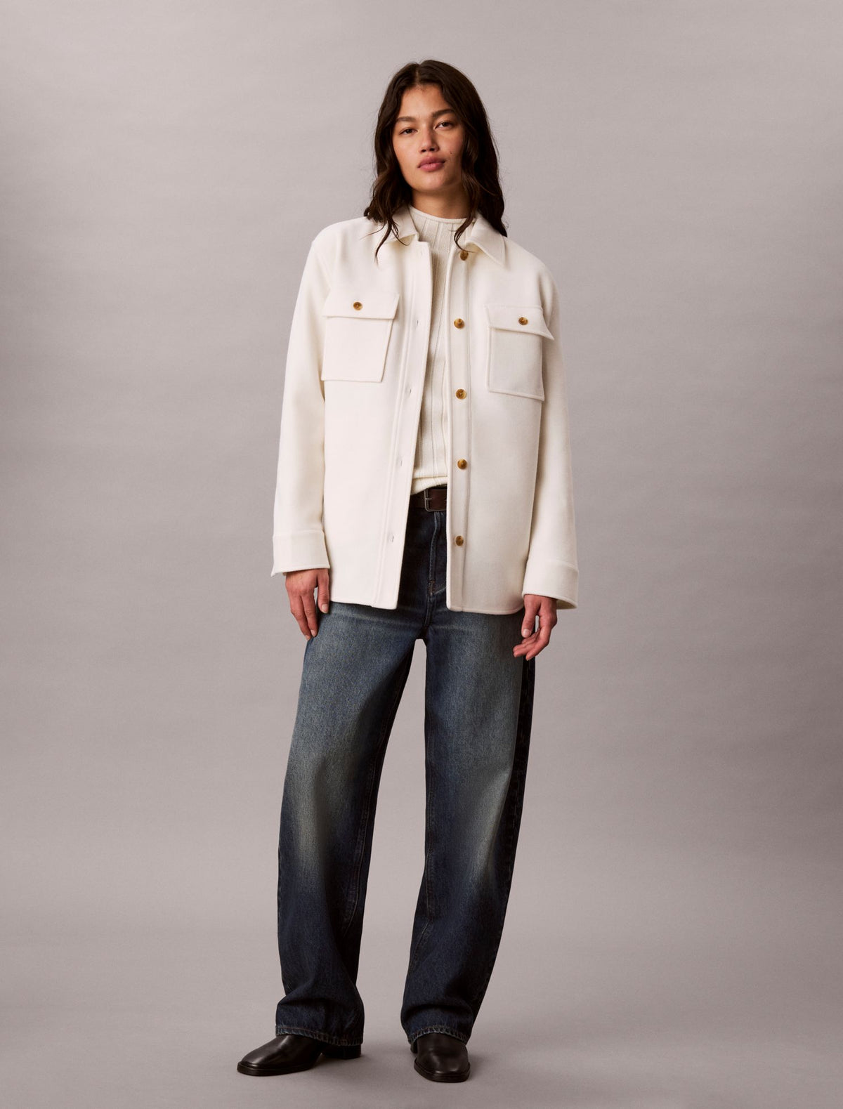 Faux Wool Shirt Jacket - Calvin Klein Women