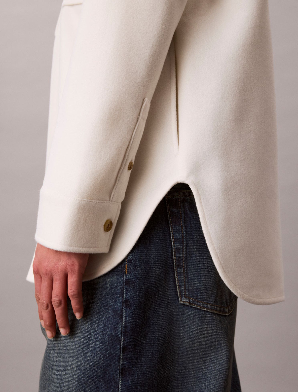 Faux Wool Shirt Jacket - Calvin Klein Women