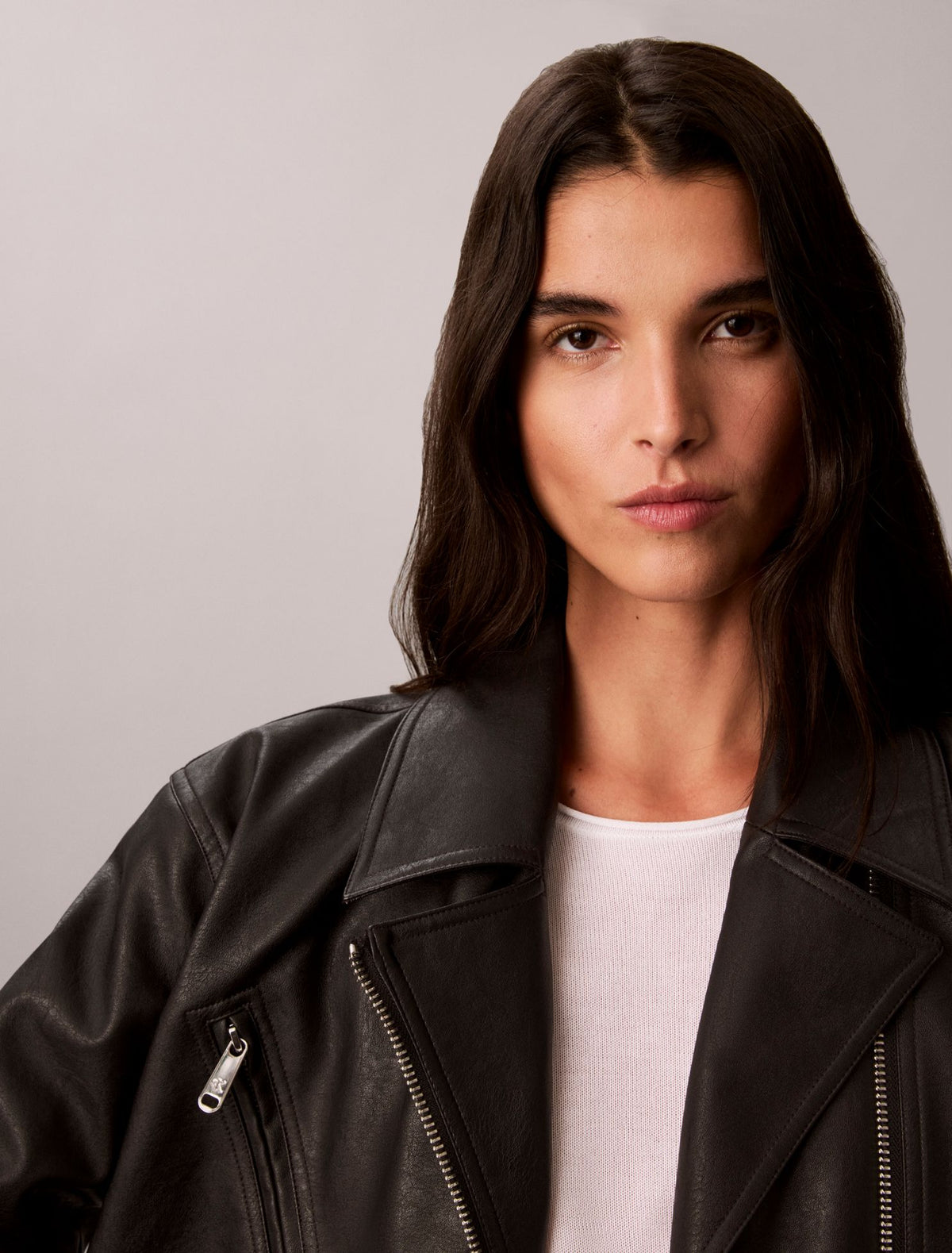 Faux Leather Motorcycle Jacket - Calvin Klein Women