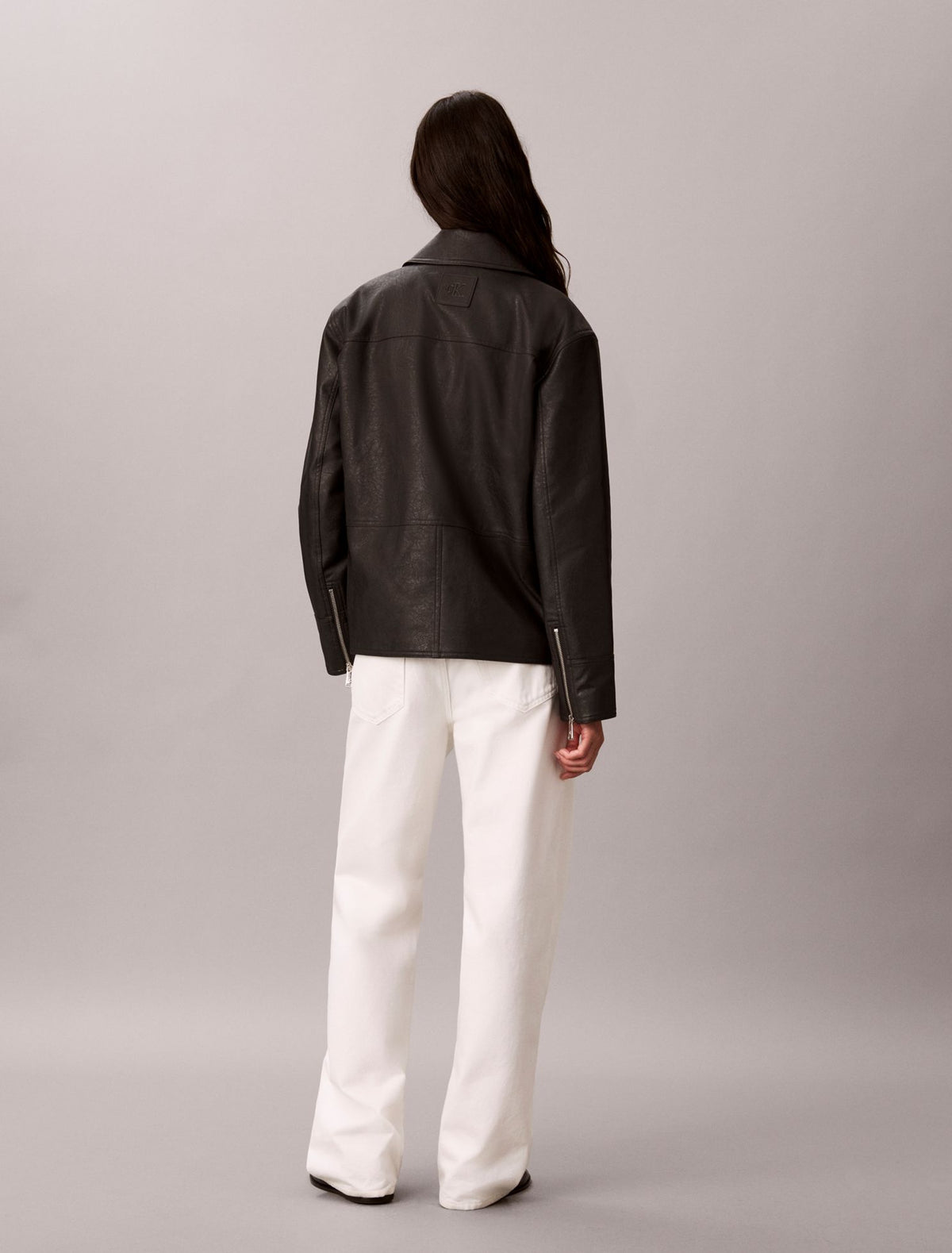 Faux Leather Motorcycle Jacket - Calvin Klein Women