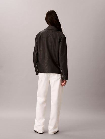 Faux Leather Motorcycle Jacket - Calvin Klein Women
