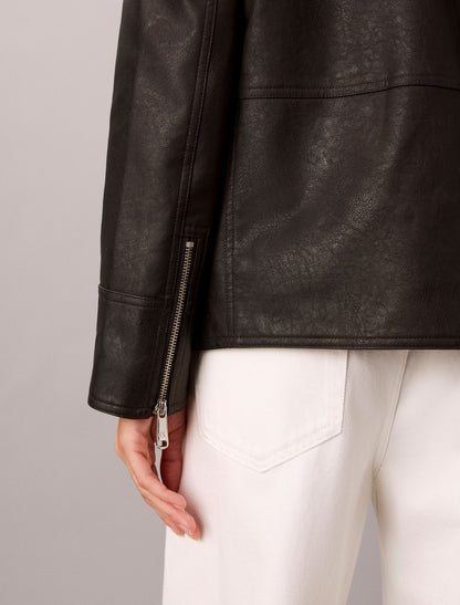 Faux Leather Motorcycle Jacket - Calvin Klein Women