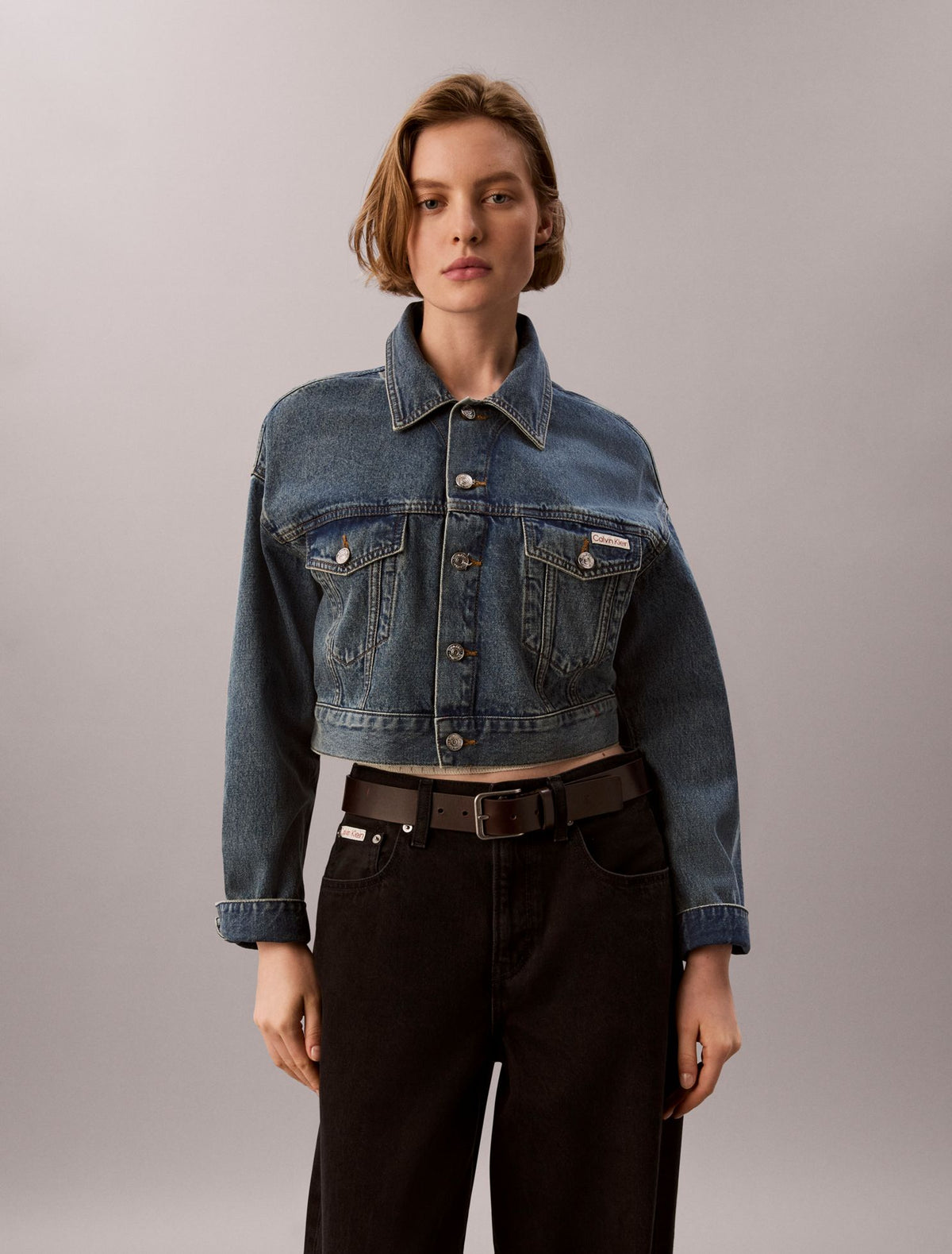 Cropped Denim Trucker Jacket - Calvin Klein Women