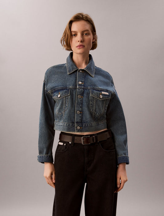 Cropped Denim Trucker Jacket - Calvin Klein Women