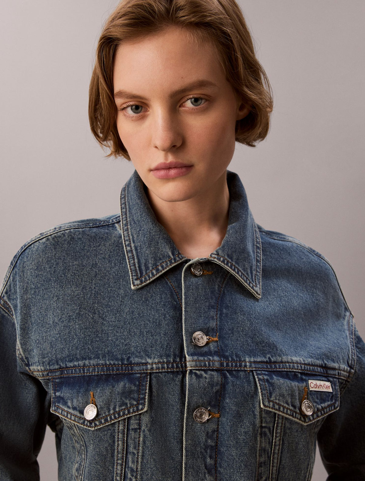 Cropped Denim Trucker Jacket - Calvin Klein Women