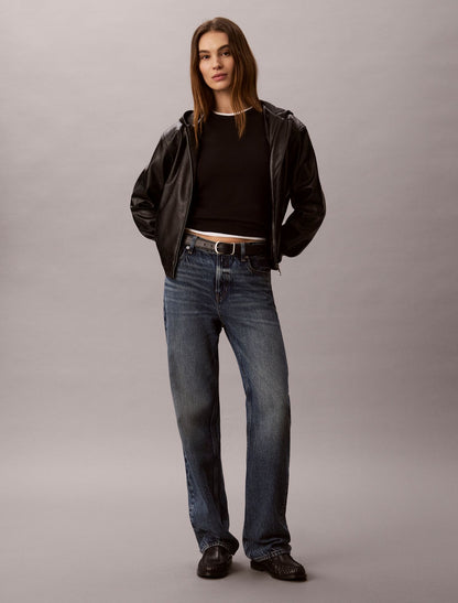Faux Leather Hooded Jacket - Calvin Klein Women
