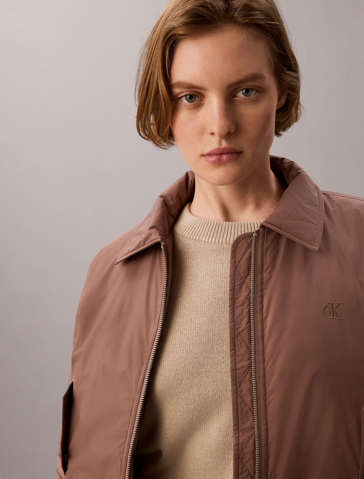 Padded Nylon Bomber Jacket - Calvin Klein Women