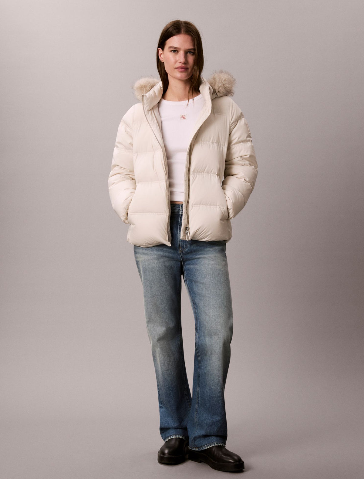 Matte Belted Short Puffer Jacket - Calvin Klein Women