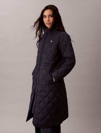 Quilted Hooded Long Liner Coat - Calvin Klein Women