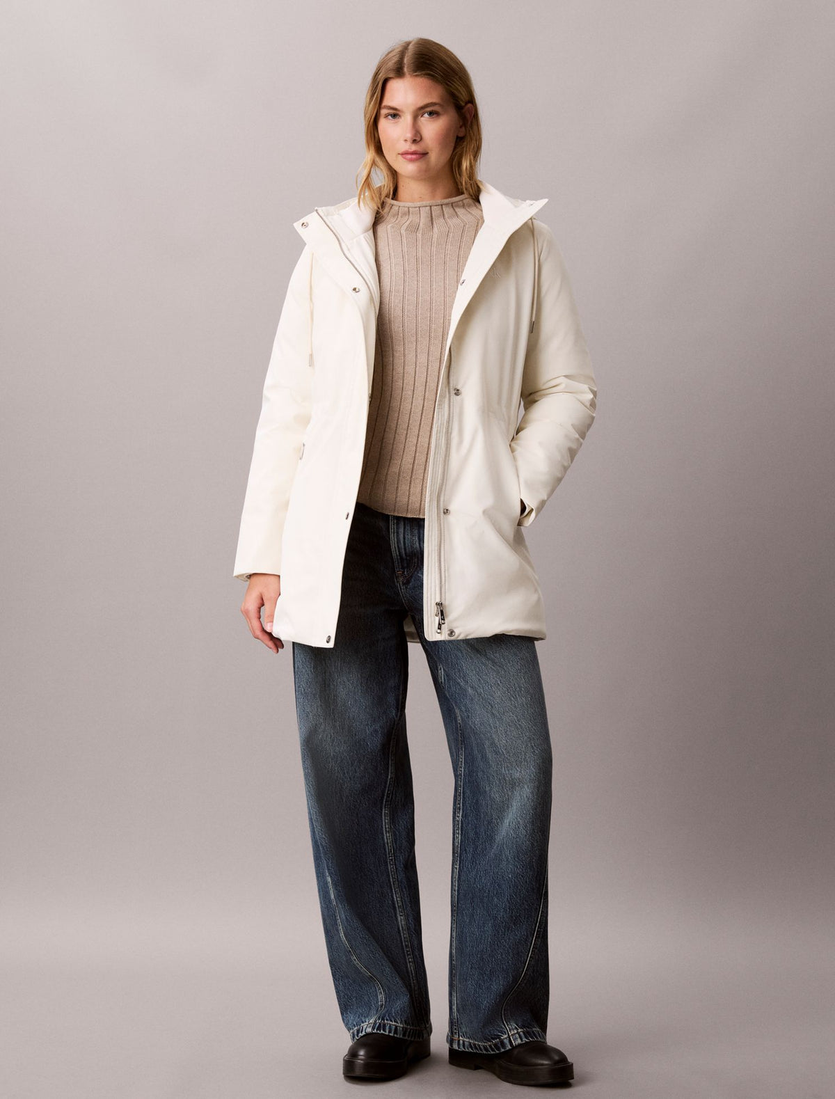 Lightweight Mid Length Parka Jacket - Calvin Klein Women