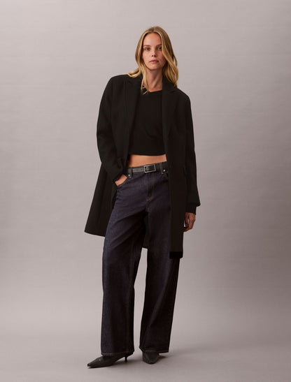 Tailored Wool Blend Single Breasted Coat - Calvin Klein Women