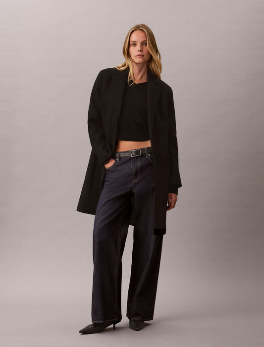 Tailored Wool Blend Single Breasted Coat - Calvin Klein Women