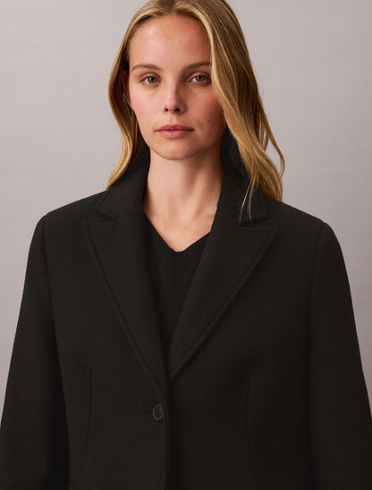 Tailored Wool Blend Single Breasted Coat - Calvin Klein Women