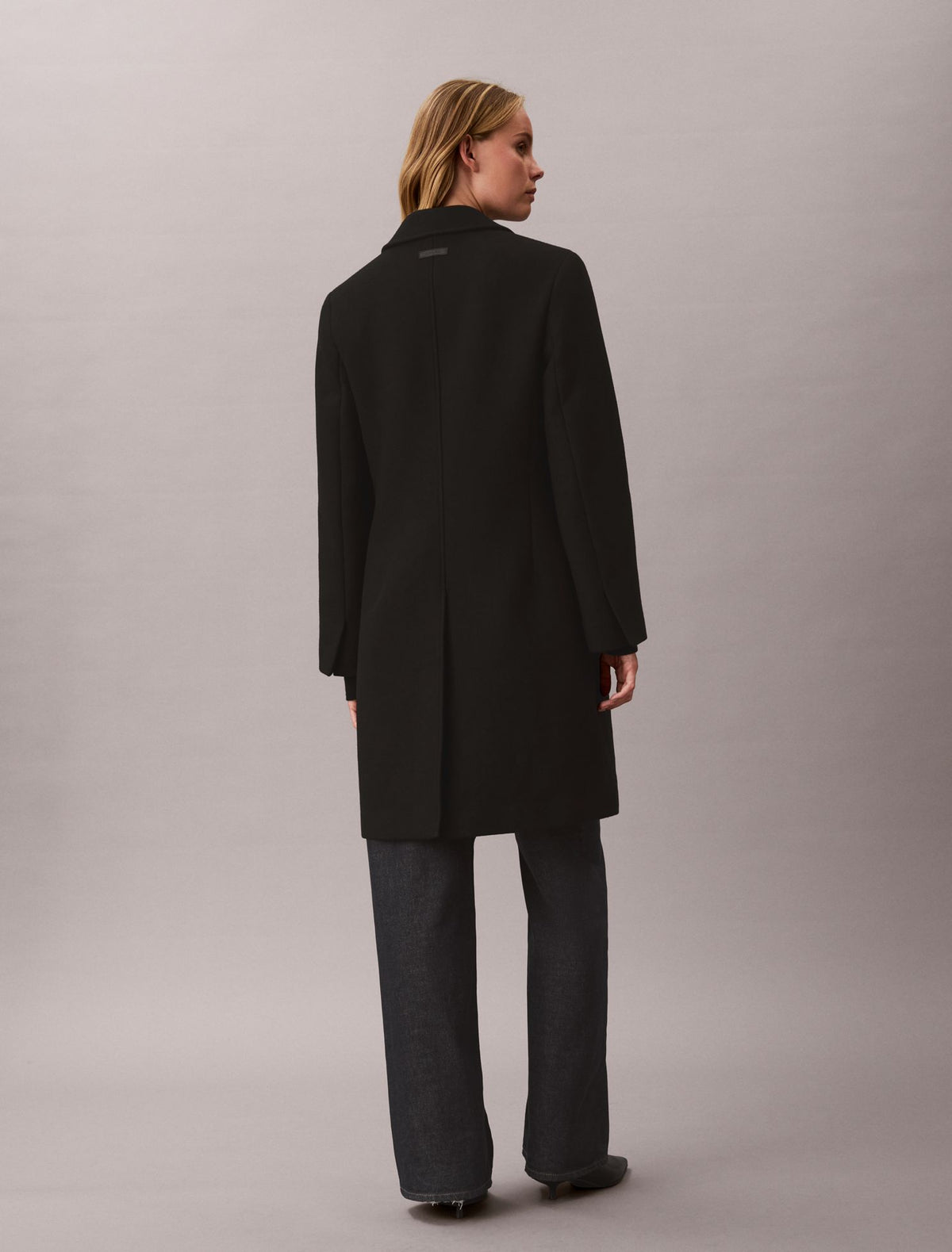 Tailored Wool Blend Single Breasted Coat - Calvin Klein Women