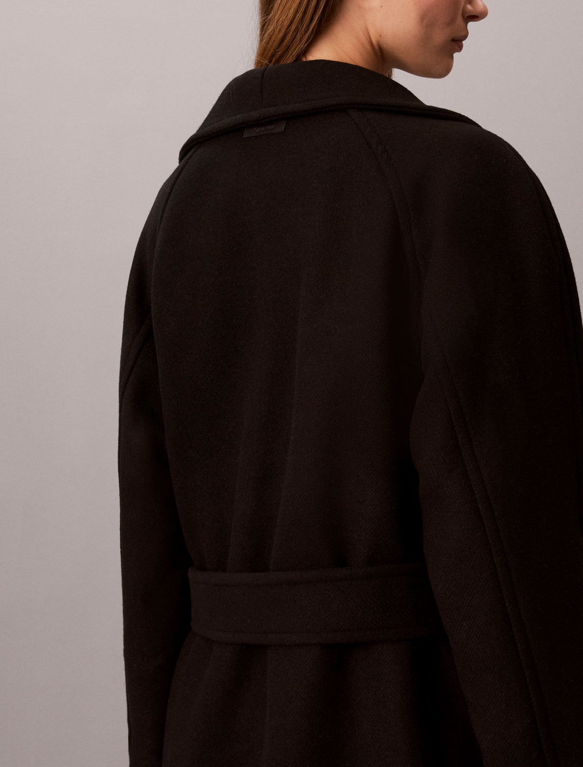 Wool Blend Funnel Neck Coat - Calvin Klein Women