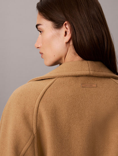 Wool Blend Funnel Neck Coat - Calvin Klein Women