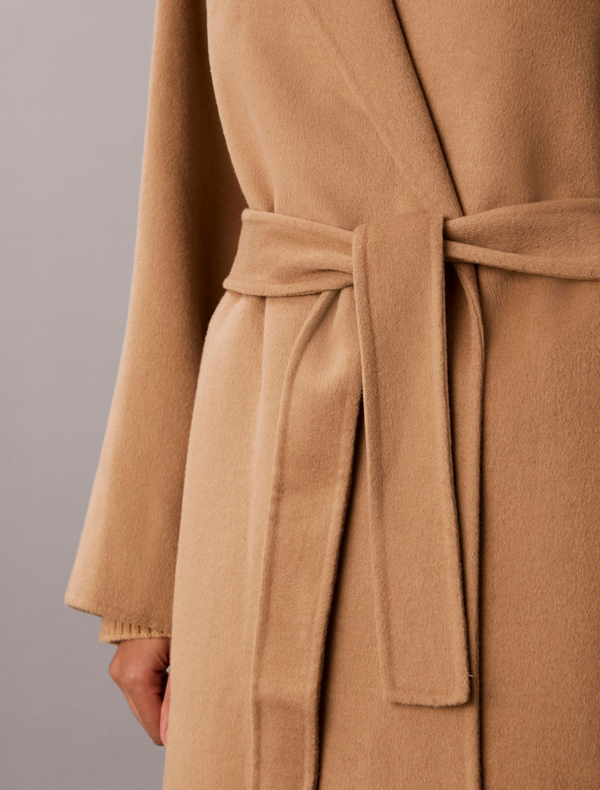 Double Faced Wool Blend Wrap Coat - Calvin Klein Women