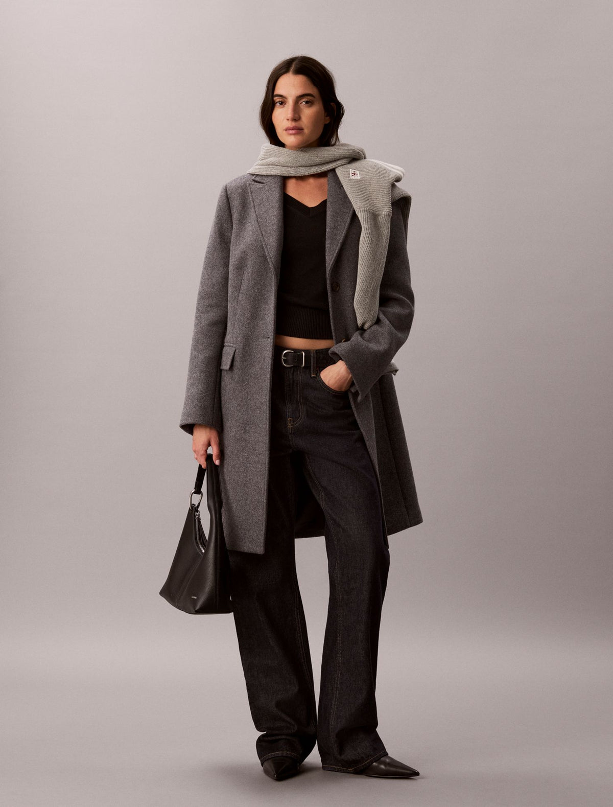 Tailored Single Breasted Wool Blend Coat - Calvin Klein Women