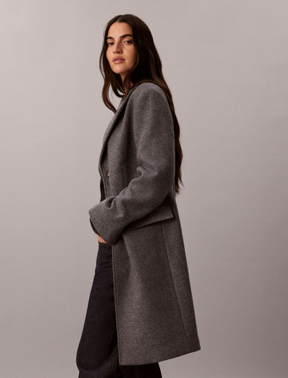 Tailored Single Breasted Wool Blend Coat - Calvin Klein Women