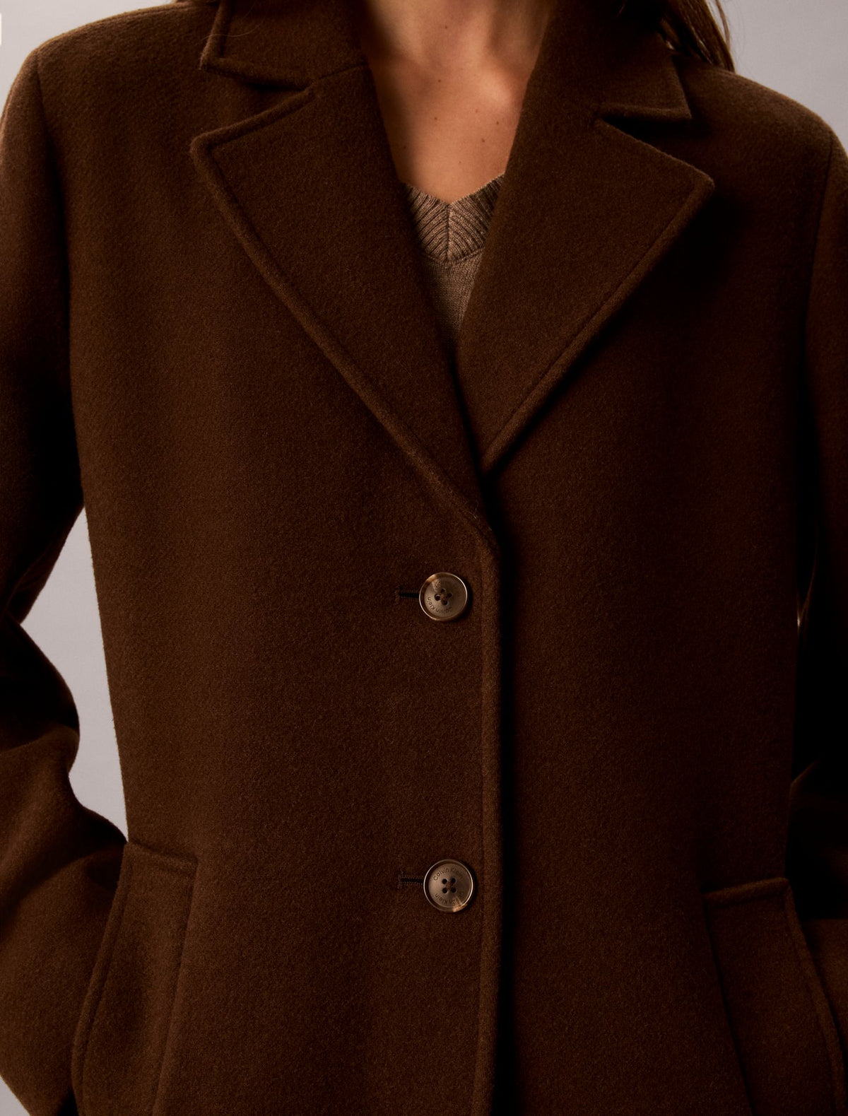 Wool Blend Tailored Coat - Calvin Klein Women