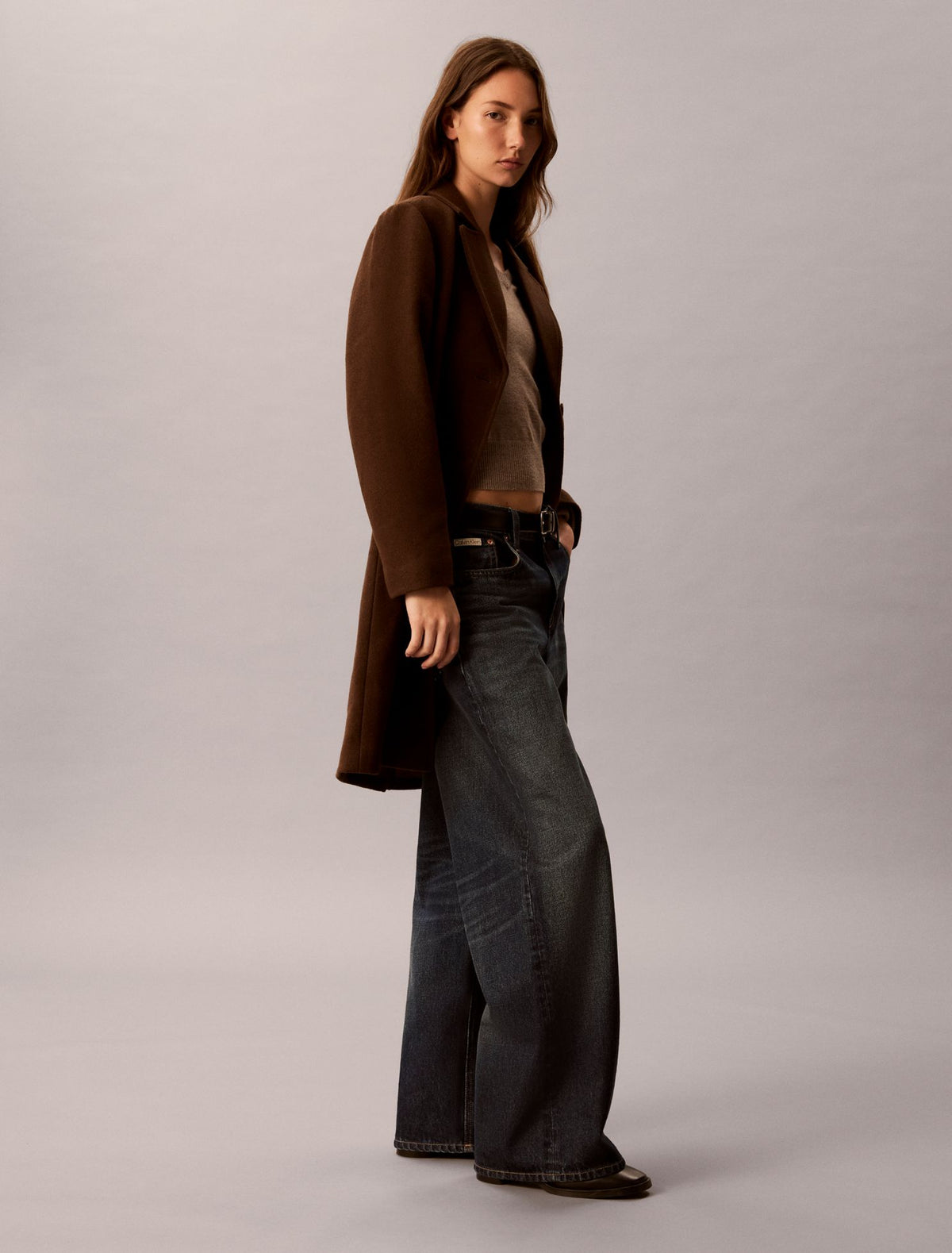 Wool Blend Tailored Coat - Calvin Klein Women