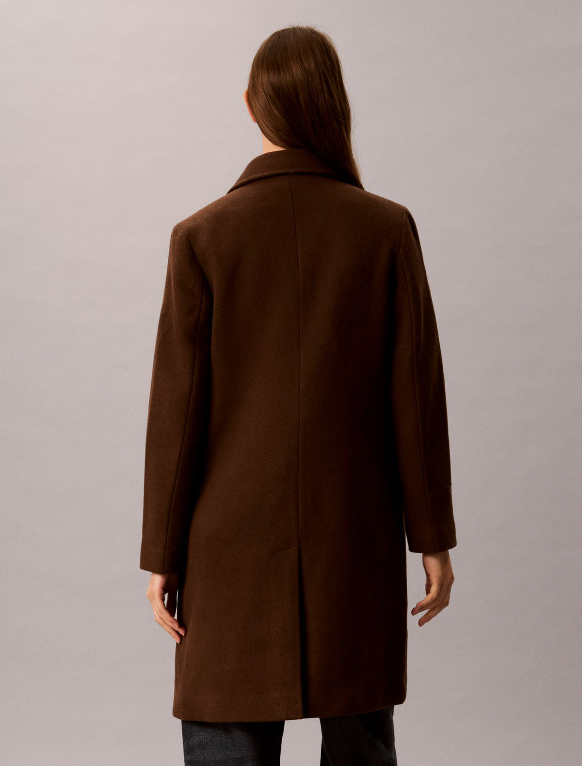 Wool Blend Tailored Coat - Calvin Klein Women