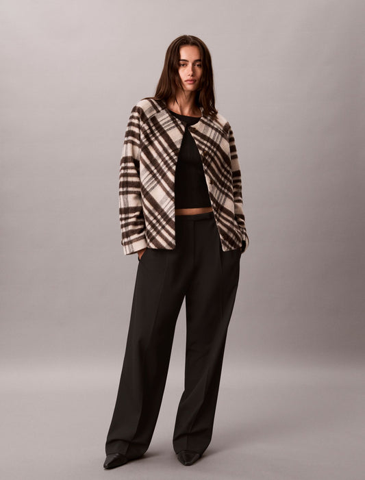 Mohair Plaid Cardigan Jacket - Calvin Klein Women