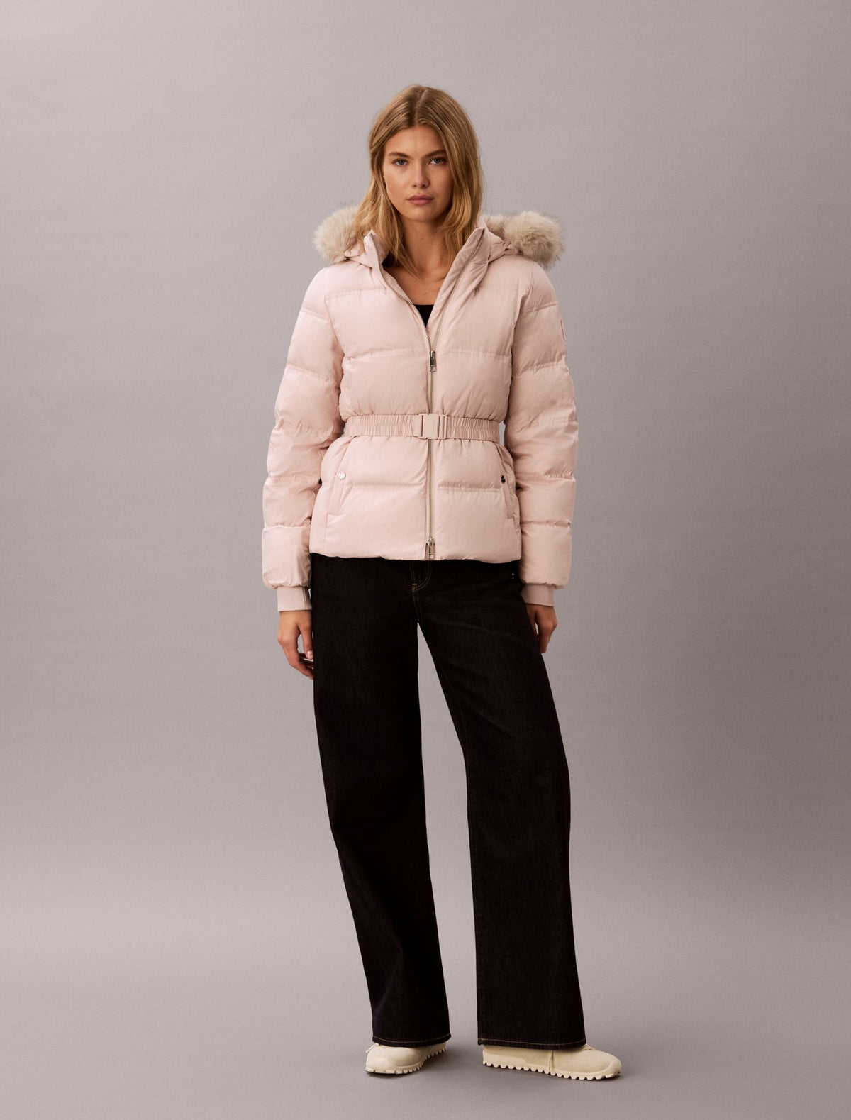 Matte Belted Short Puffer Jacket - Calvin Klein Women