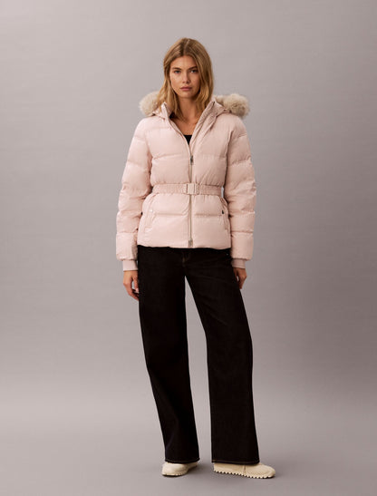 Matte Belted Short Puffer Jacket - Calvin Klein Women