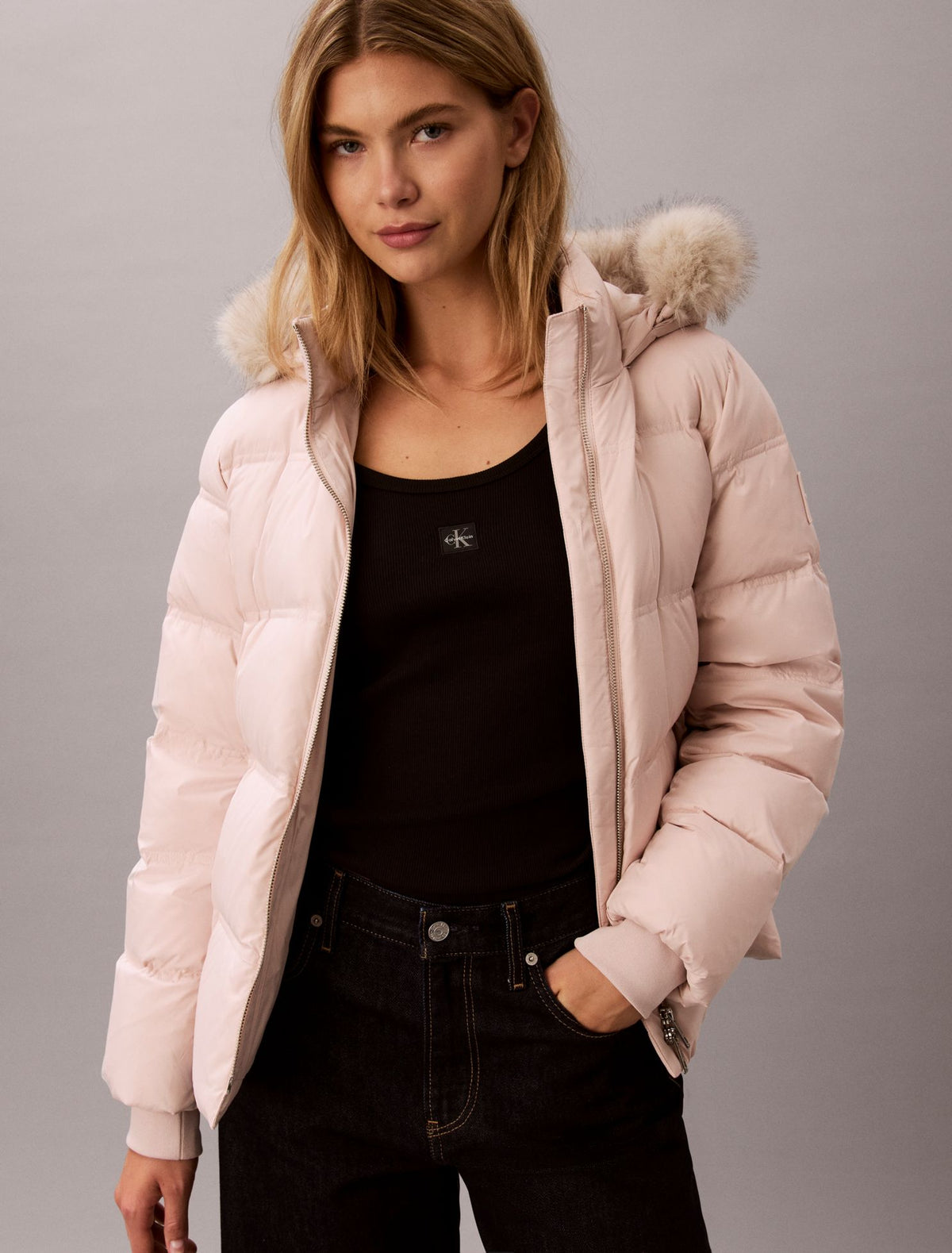 Matte Belted Short Puffer Jacket - Calvin Klein Women