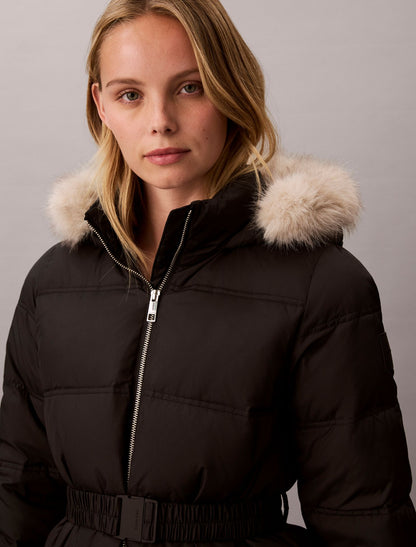 Matte Belted Short Puffer Jacket - Calvin Klein Women