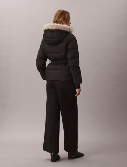Matte Belted Short Puffer Jacket - Calvin Klein Women