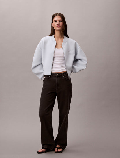 Smooth Cropped Relaxed Bomber Jacket - Calvin Klein Women