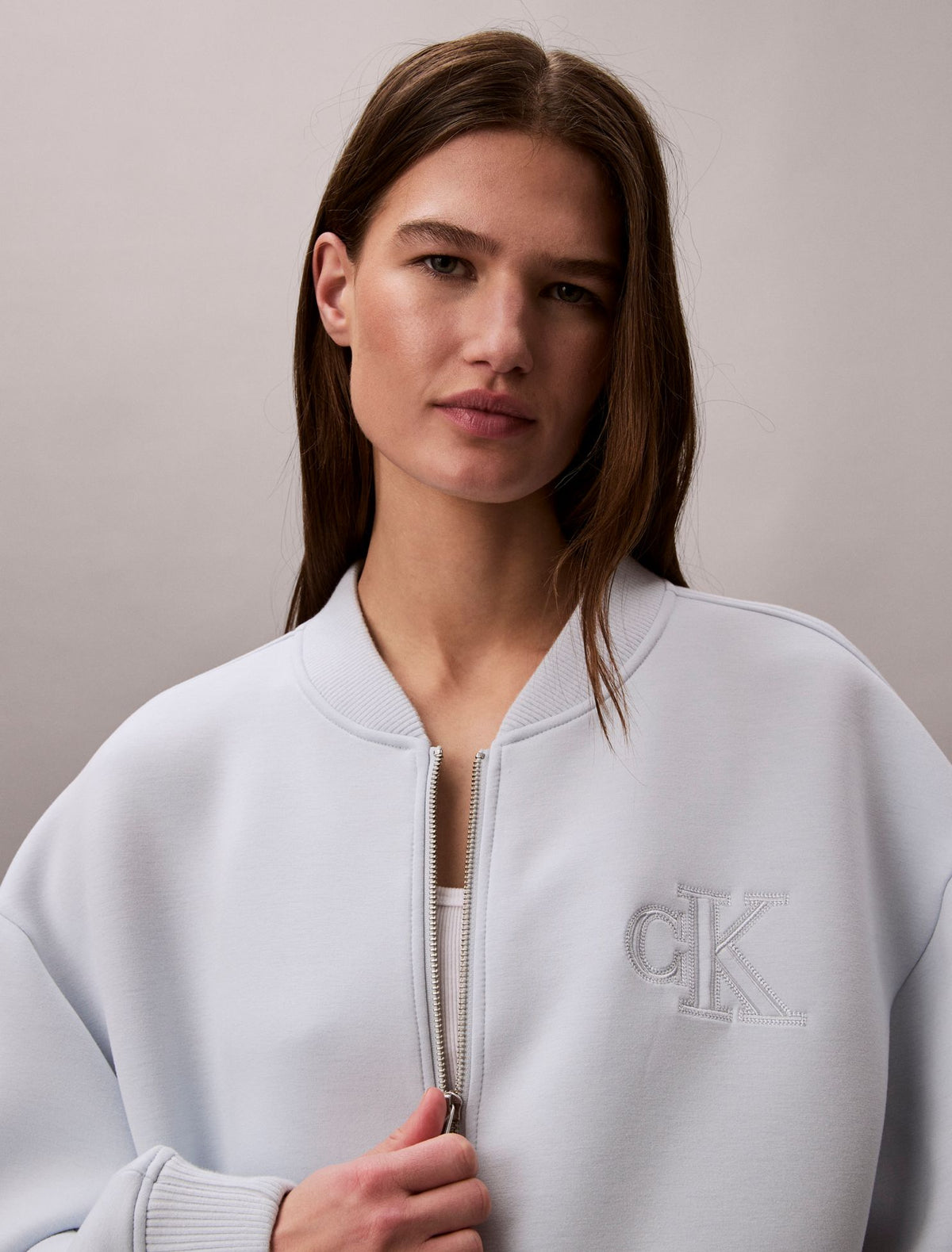 Smooth Cropped Relaxed Bomber Jacket - Calvin Klein Women