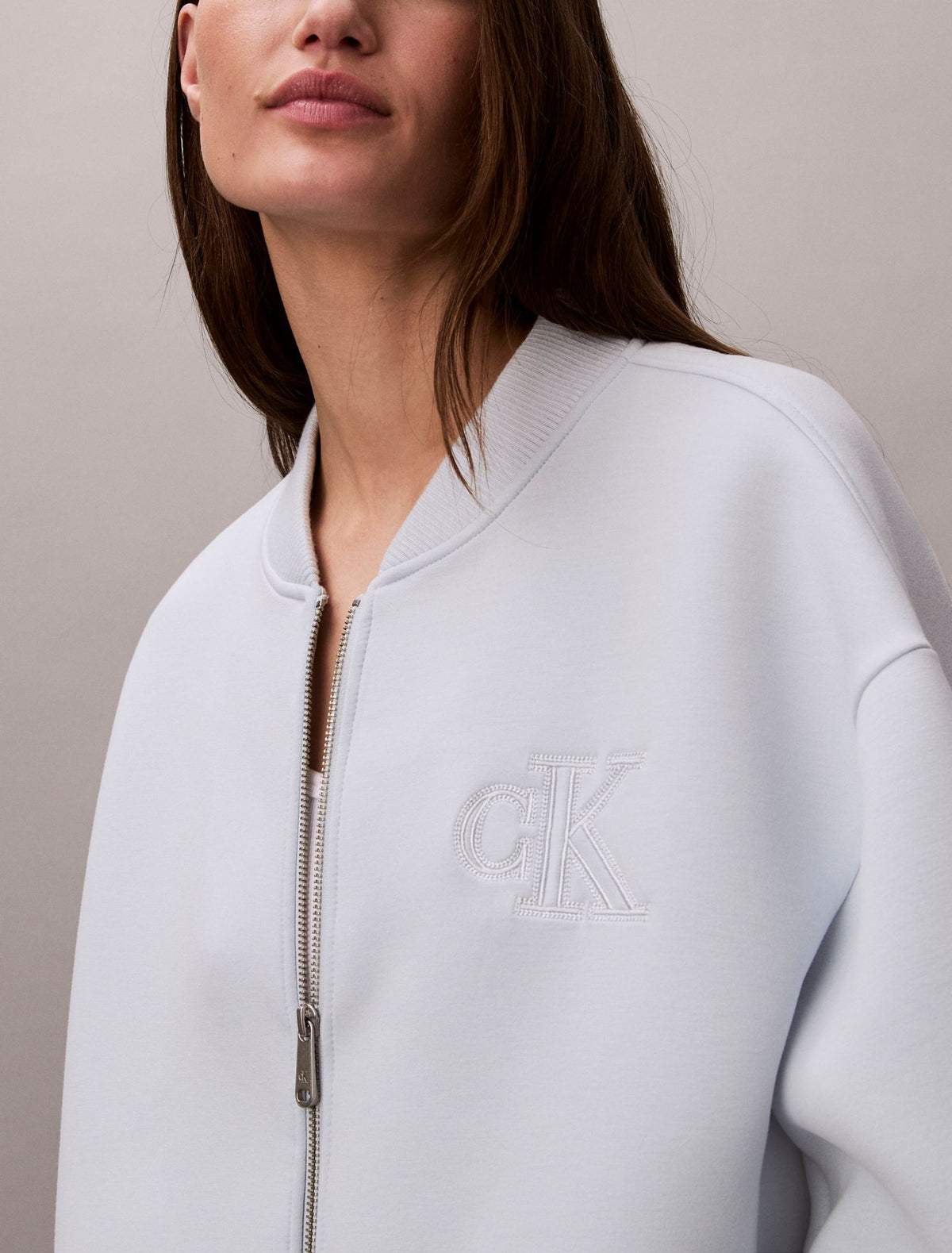 Smooth Cropped Relaxed Bomber Jacket - Calvin Klein Women