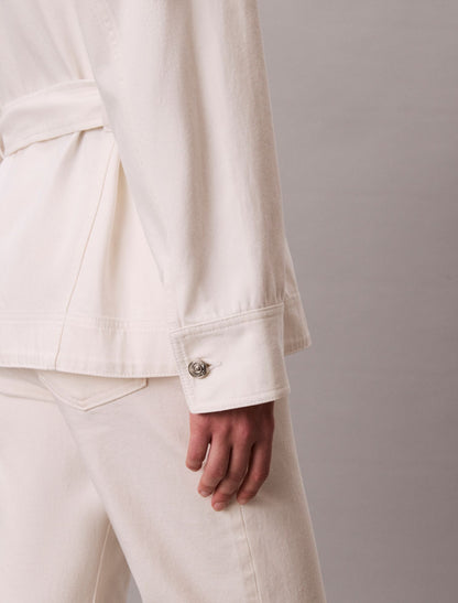 Denim Cinched Belted Jacket - Calvin Klein Women