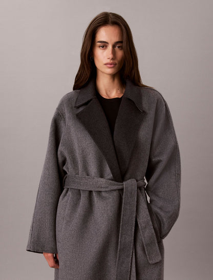 Melange Wool Blend Wrap Coat - Calvin Klein Women