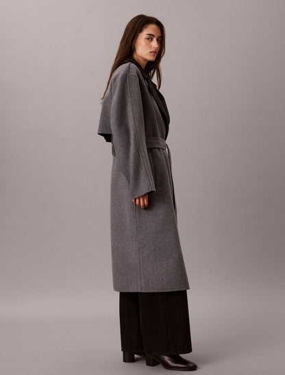 Melange Wool Blend Wrap Coat - Calvin Klein Women