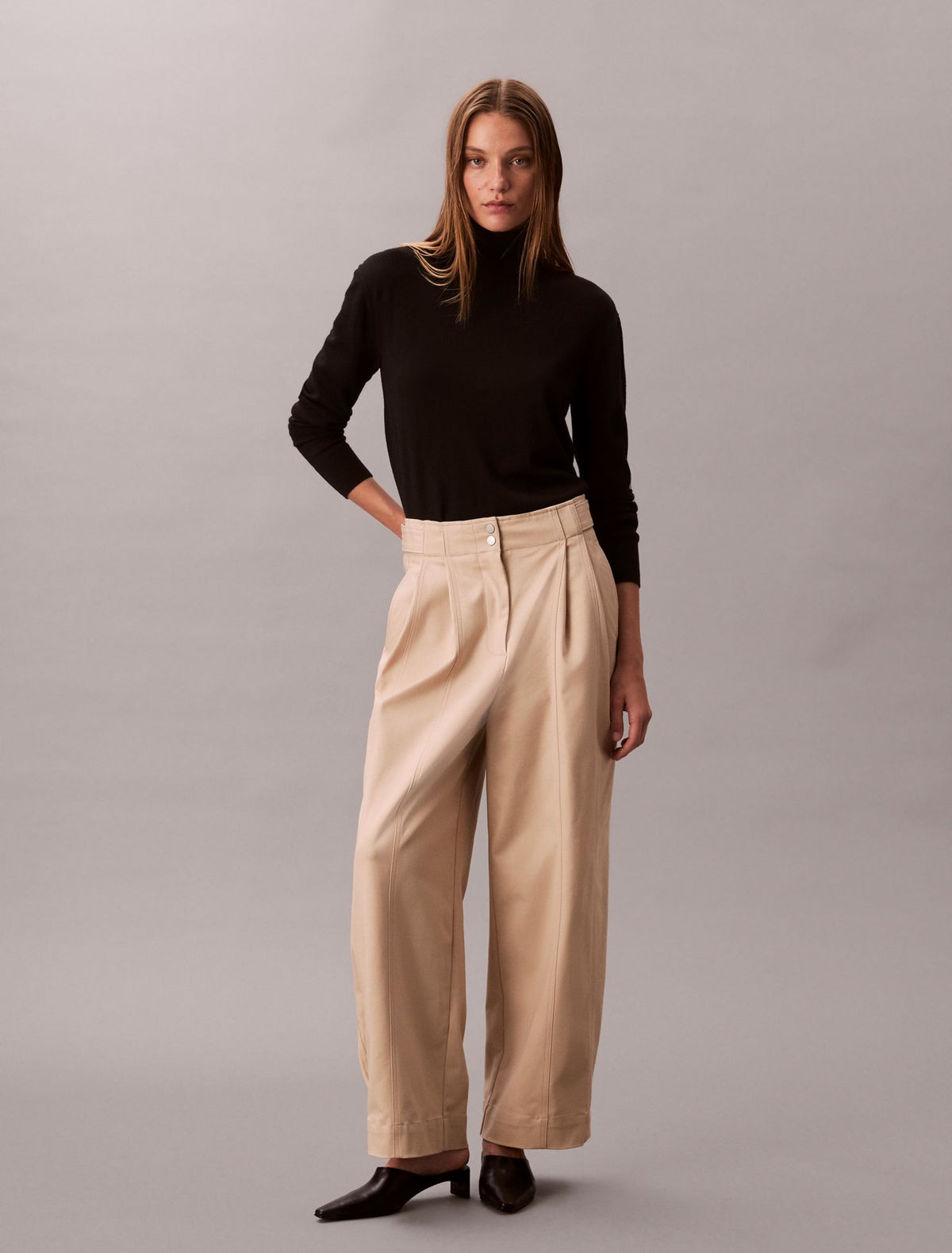 Adjustable Wide Leg Chino Pants - Calvin Klein Women