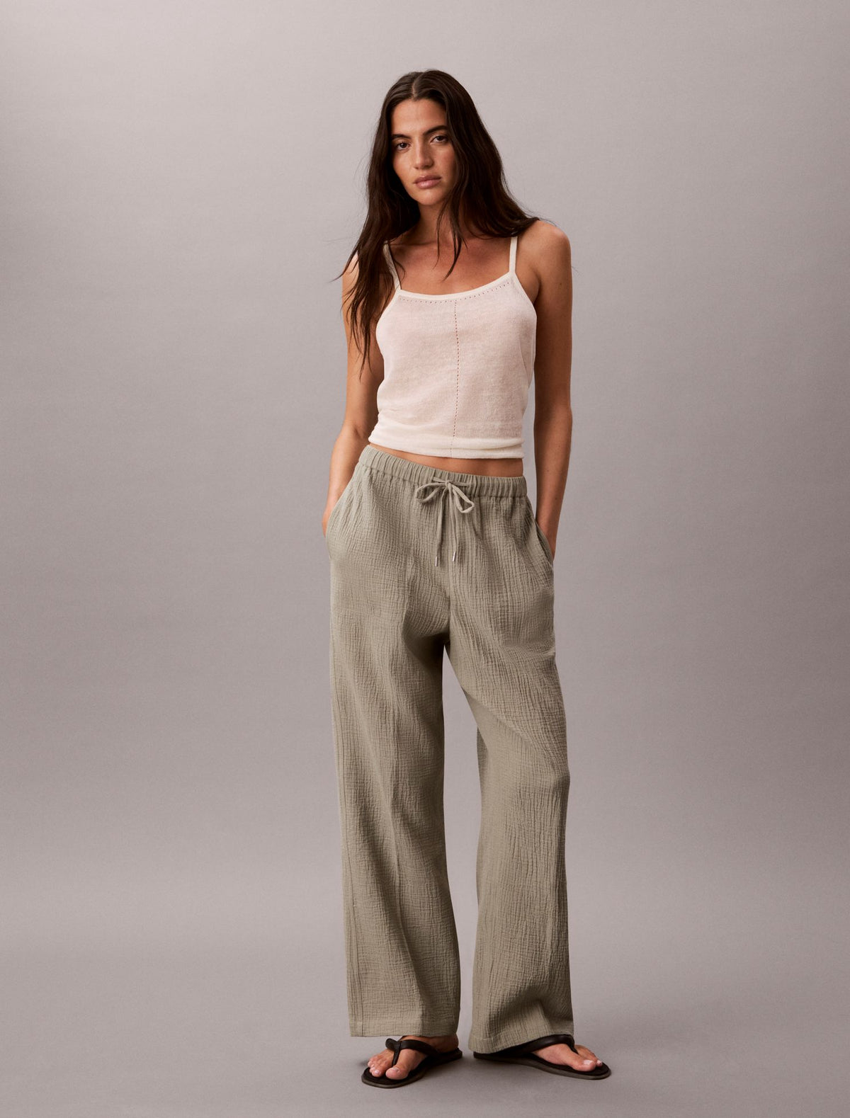 Double Gauze Pull-On Pants - Calvin Klein Women