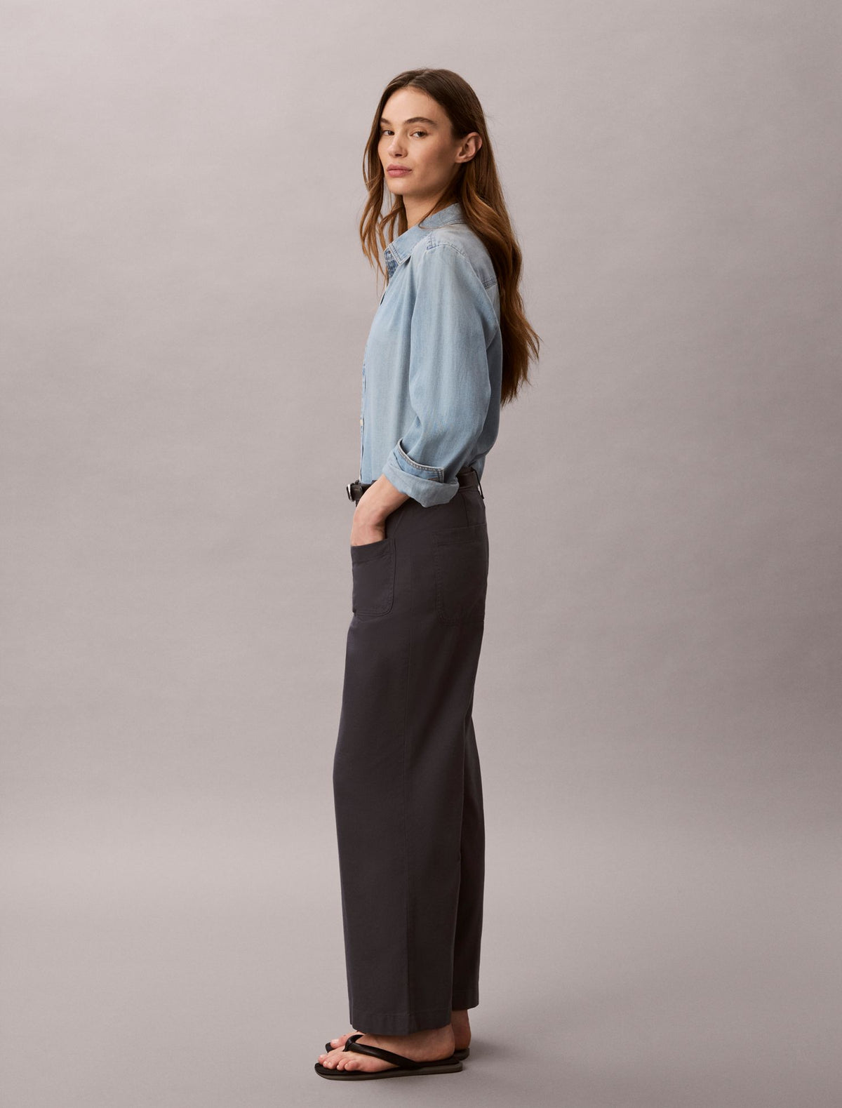 Marcy Twill Wide Leg Pants - Calvin Klein Women