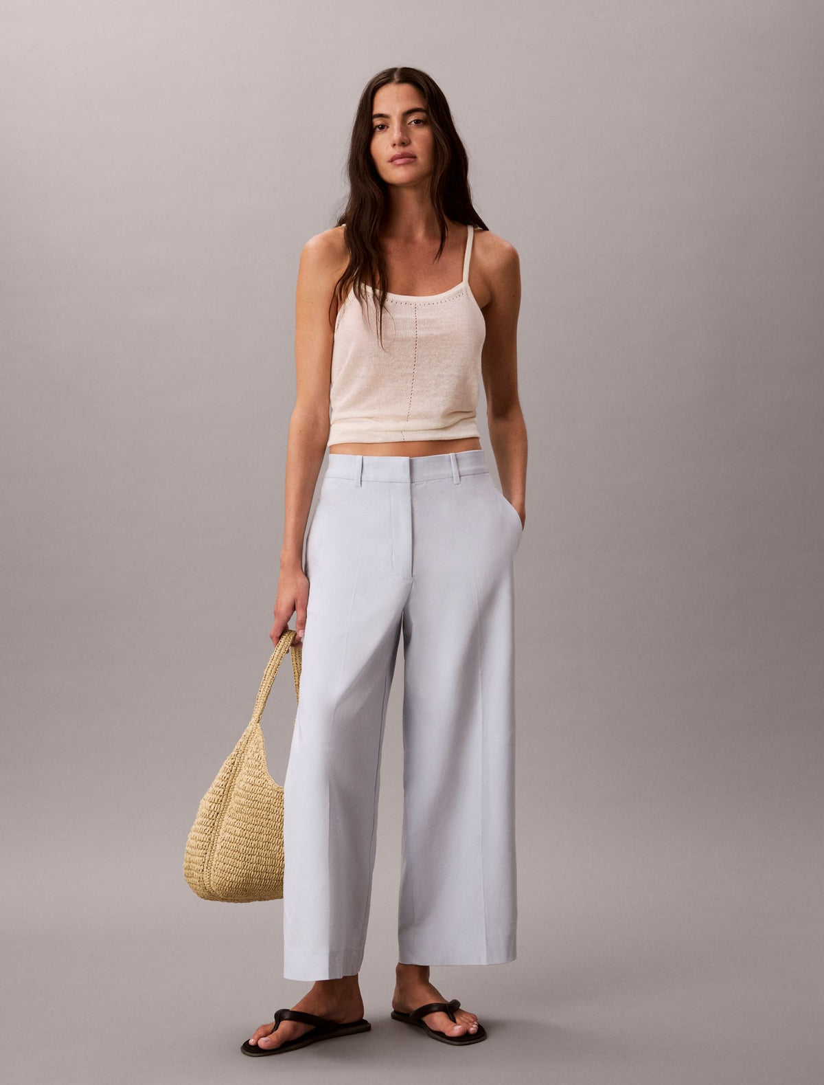Wide Leg Cropped Chino Pant - Calvin Klein Women