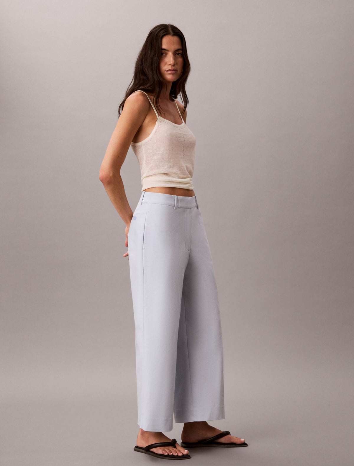 Wide Leg Cropped Chino Pant - Calvin Klein Women