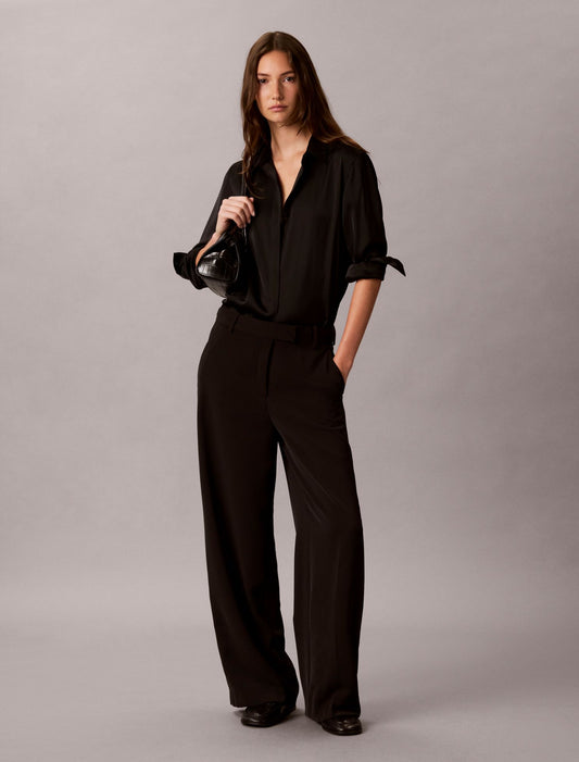 Twill Wide Leg Pants - Calvin Klein Women