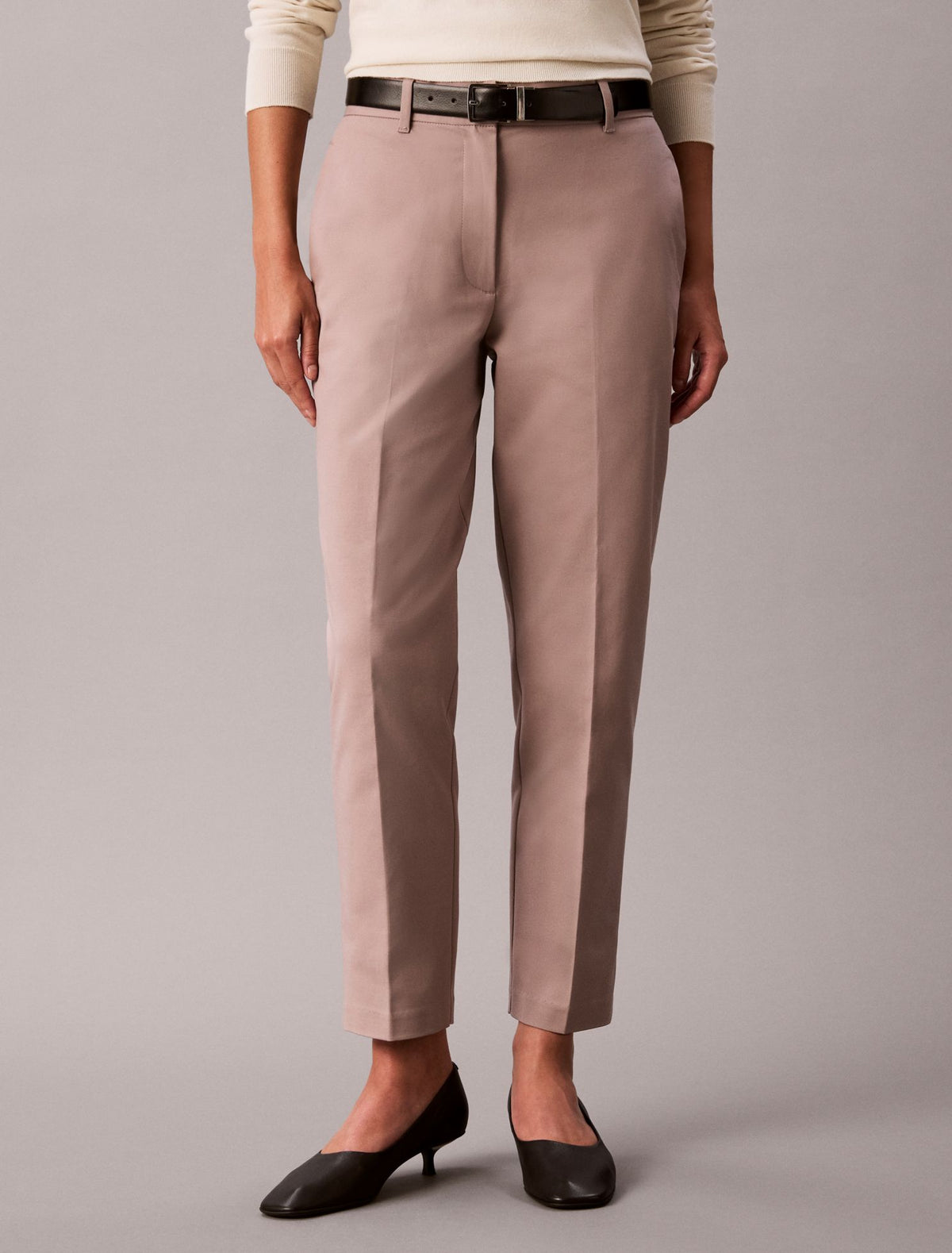 Cotton Stretch Straight Fit Chino Pants - Calvin Klein Women