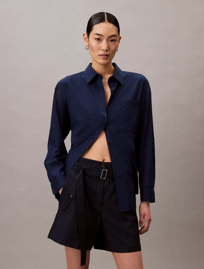 Wool Blend Herringbone Utility Shorts - Calvin Klein Women