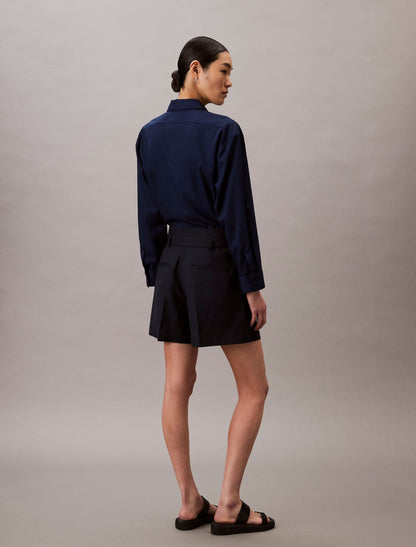 Wool Blend Herringbone Utility Shorts - Calvin Klein Women