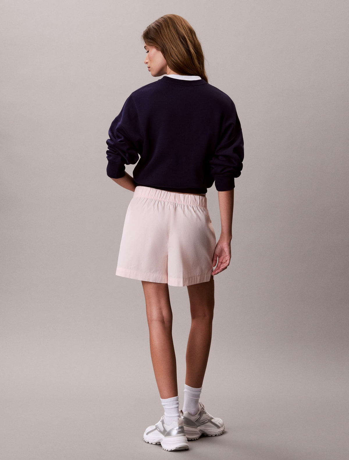 Cotton Poplin Pull-On Shorts - Calvin Klein Women